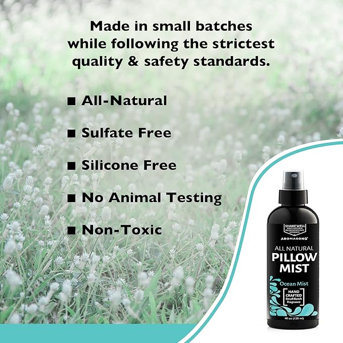 Aromasong All Natural Pillow Spray for Deep Sleep- Holiday Gift Pack of Lavender, Ocean Mist, and Eucalyptus Included - Calming Linen & Bedtime Natural Essential Oil Mist Spray for Sleeping