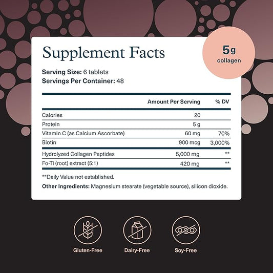 Youtheory Men's Collagen - 5,000 mg Collagen - Daily Collagen Supplements for Men - Hair & Skin Support* - Gluten, Soy & Dairy Free - 290 Tablets