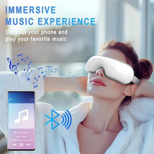 Eye Massager with Heat and Music for Migraines,Eye Care Gift for Mother's Day,Sleep Eye Mask for Reduce Eye Strain