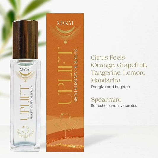 Uplift Essential Oil Roll On –100% Natural Aromatherapy – 10ml Glass Roller Ball – Boost Energy & Enhance Mental Clarity Blend w/Orange, Grapefruit & Spearmint - Energizing, Self Care, Gift