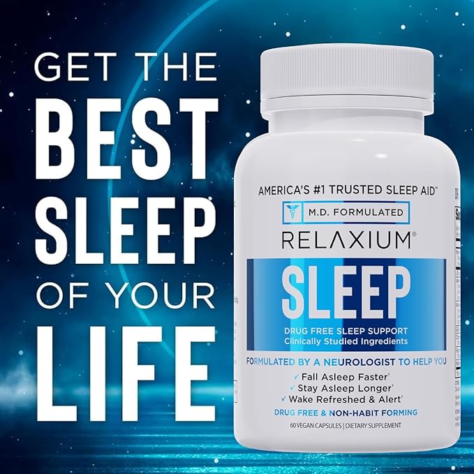 Relaxium Sleep Aid for Adults, Melatonin 5mg with Magnesium Glycinate, Sleep-Promoting Valerest & Ashwagandha, Non-Habit Forming Sleep Supplement, 60 Capsules, 30-Day Supply