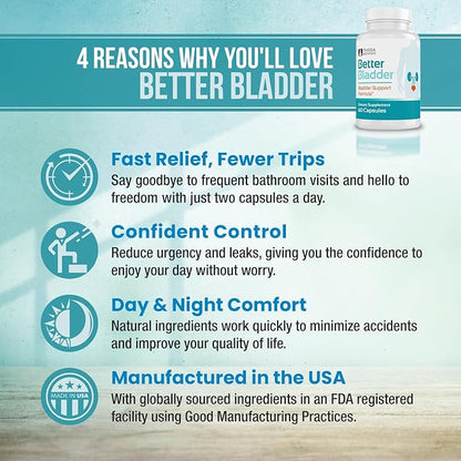 Control Supplement for Women & Men â Bladder Support Supplement to Help Reduce Urinary Leaks, Frequency & Urgency - 60 Count (1 Bottle)