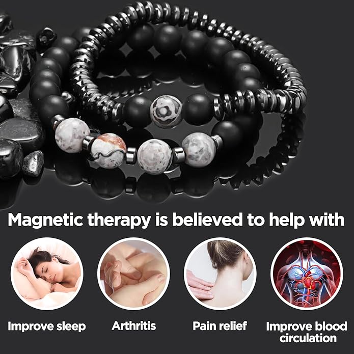 Gifts for Women, Gifts for Women, Magnetic Bracelet Arthritis Energy Healthy Jewelry Therapy for Sleep, Hematite Bracelet, Crystal Jewelry Bring Luck, Prosperity and Happiness