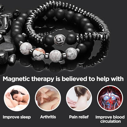 Gifts for Women, Gifts for Women, Magnetic Bracelet Arthritis Energy Healthy Jewelry Therapy for Sleep, Hematite Bracelet, Crystal Jewelry Bring Luck, Prosperity and Happiness