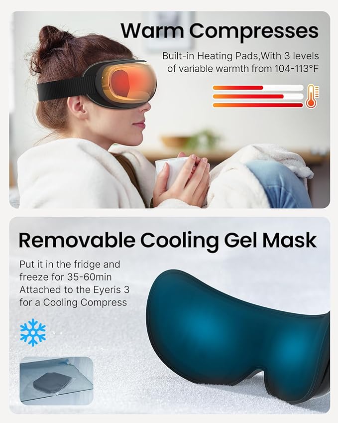 RENPHO Eye Massager with Heat and Cooling, Father's Day Gifts for Dad, Eyeris 3 FSA/HSA Voice Control Eye Massager Mask, Music Eye Care Device with DIY Massage Setting, Birthday Gifts for Women/Men