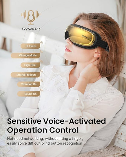 RENPHO Eye Massager with Heat and Cooling, Father's Day Gifts for Dad, Eyeris 3 FSA/HSA Voice Control Eye Massager Mask, Music Eye Care Device with DIY Massage Setting, Birthday Gifts for Women/Men