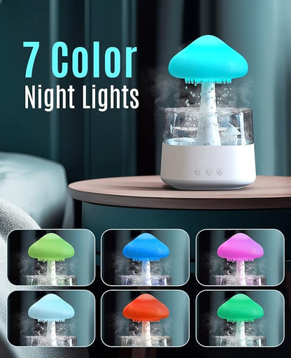 Romanda Rain Cloud Humidifier with Remote, Rain Cloud Diffuser, Cloud Humidifier Rain Drop, Mushroom Diffuser, Mushroom Humidifier Waterfall Lamp, Rain Sounds for Sleeping
