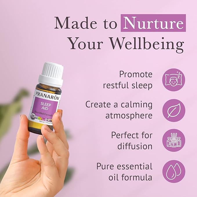 Pranarom - Sleep Aid Essential Oil Blend (15ml) - Lavender, Spikenard, Clary Sage, Vetiver, Roman Chamomile - 100% Pure Essential Oil for Diffusing & Relaxation|USDA and ECOCERT Certified Organic