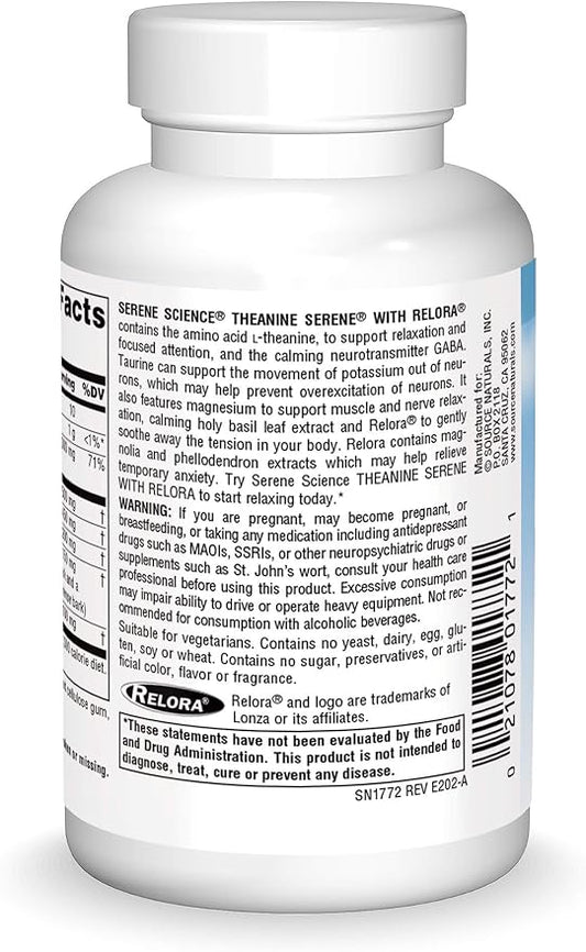 Source Naturals Serene Science Theanine Serene with Relora - Calm Mind & Body - 60 Tablets