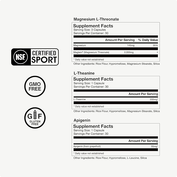 Momentous Sleep Pack Magnesium L-Threonate, Apigenin & L-Theanine, 30 Servings