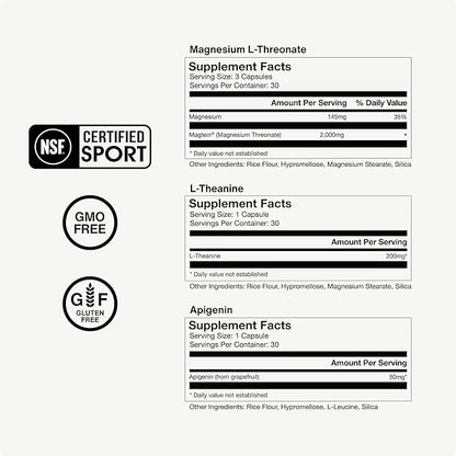 Momentous Sleep Pack Magnesium L-Threonate, Apigenin & L-Theanine, 30 Servings