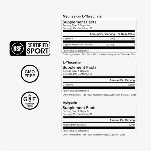 Momentous Sleep Pack Magnesium L-Threonate, Apigenin & L-Theanine, 30 Servings