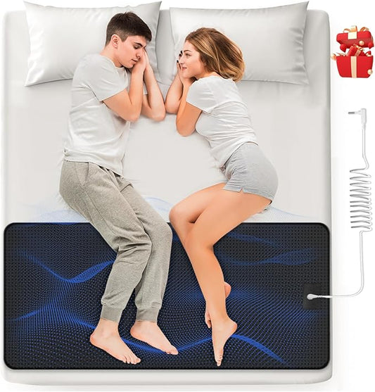 Grounding Mat for Bed - Grounding Mat for Sleeping, Earthing Grounding Pad for Better Sleep, Stress Relief & Muscle Pain Relief, Includes Grounding Cord, 27''×60'' (Queen)