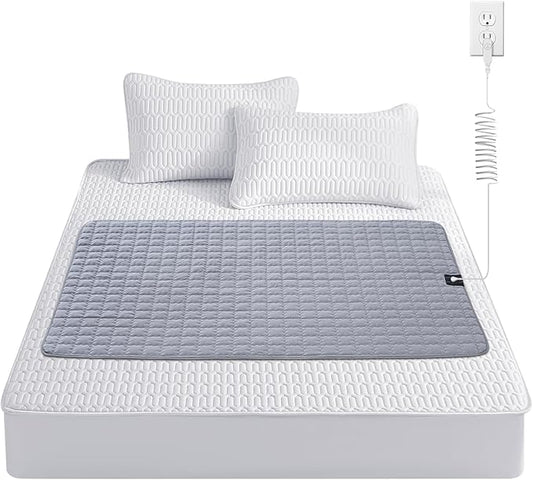 Grounding Mat for Bed, Silver Fiber Grounding Blanket – Stress & Pain Relief, Enhanced Sleep, Inflammation Reduction, Balance Restoration - Gifts for Women | Gray 35"x50"