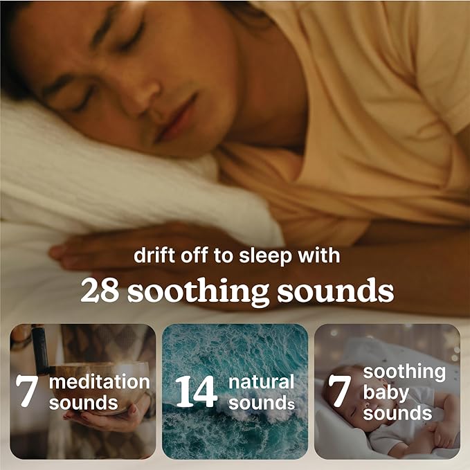 Homedics SoundSleep Aura, Sound Machine for Better Sleep, 7-Color Mood-Enhancing Light, 28 Soothing Sounds, Bluetooth Compatible, Meditation & Mindfulness Aid, Portable
