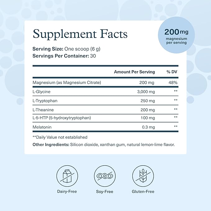 Youtheory Sleep Nighttime Powder - Sleep Support Supplement for Calm & Relaxation* - Contains Melatonin, Magnesium, L-Theanine & L-Glycine - Dairy, Soy & Gluten Free - 6 oz