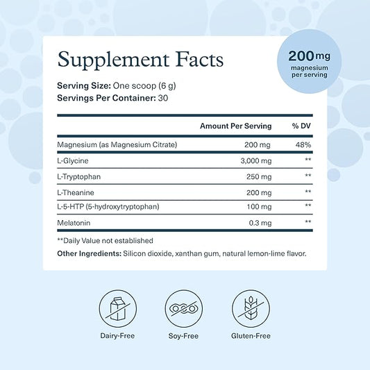 Youtheory Sleep Nighttime Powder - Sleep Support Supplement for Calm & Relaxation* - Contains Melatonin, Magnesium, L-Theanine & L-Glycine - Dairy, Soy & Gluten Free - 6 oz