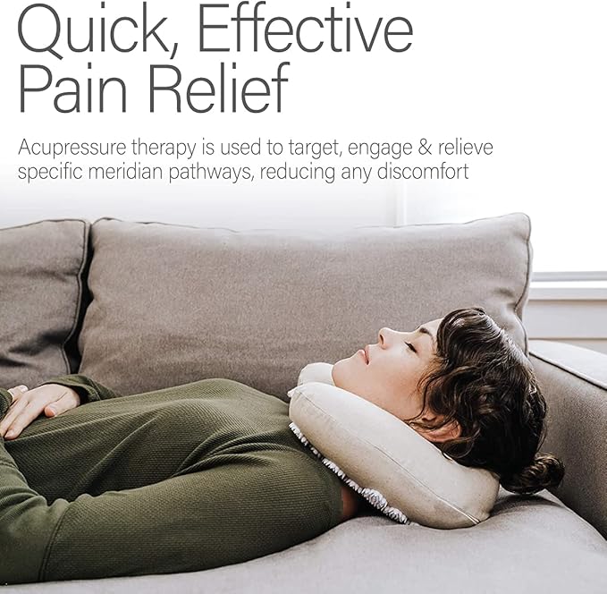 Kanjo Memory Foam Acupressure Neck Pillow - High Density Memory Foam Core - Travel Accessory Pillow - Relieves Neck Pain and Back Pain - Includes Carry Bag - FSA & HSA Eligible