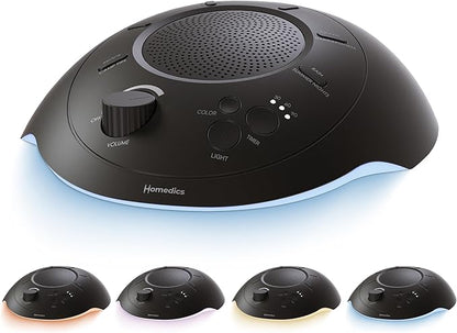 Homedics Premium Sleep Better Portable Sound Machine, Night Light,12 Soothing Sounds Including White Noise, Rain, and Thunderstorm, Ultra-Portable Design, Auto-Off Timer,for Travel & Baby Sleep, Black