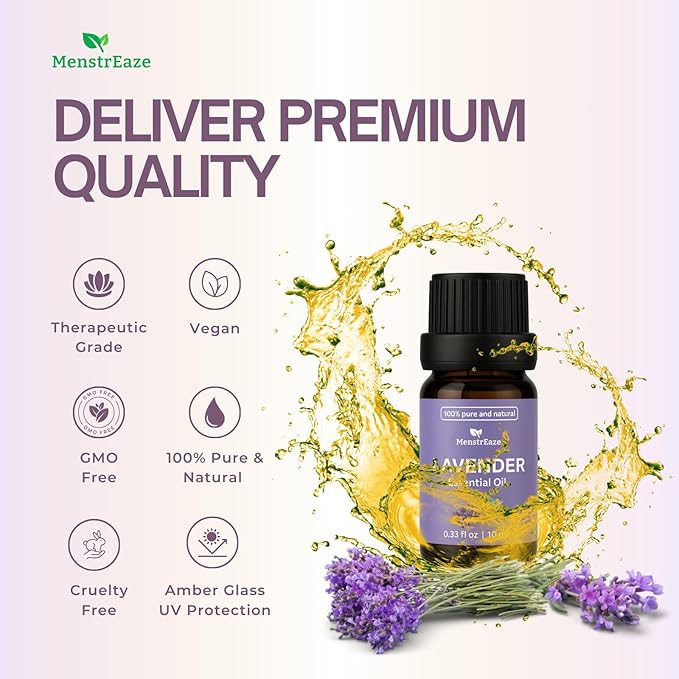 Lavender Essential Oil, 100% Natural & Pure Lavender Oil for Skin, Hair, Aromatherapy, Massage & Scented Candle, Therapeutic Grade Essential Oils for diffusers for Home, 10ml