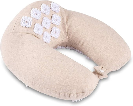 Kanjo Memory Foam Acupressure Neck Pillow - High Density Memory Foam Core - Travel Accessory Pillow - Relieves Neck Pain and Back Pain - Includes Carry Bag - FSA & HSA Eligible