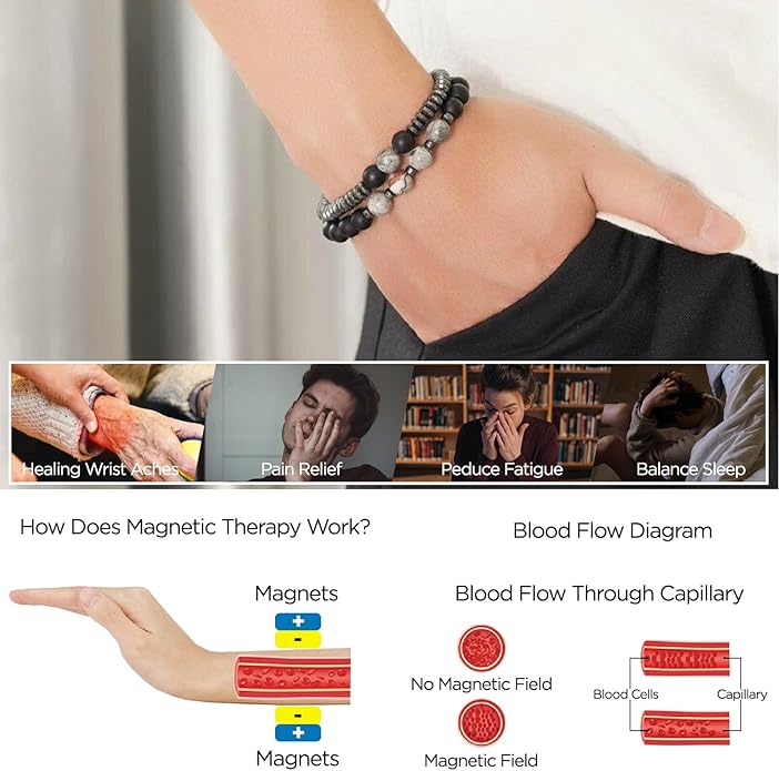 Gifts for Women, Gifts for Women, Magnetic Bracelet Arthritis Energy Healthy Jewelry Therapy for Sleep, Hematite Bracelet, Crystal Jewelry Bring Luck, Prosperity and Happiness