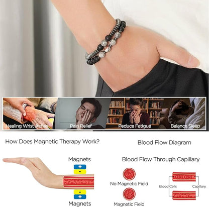 Gifts for Women, Gifts for Women, Magnetic Bracelet Arthritis Energy Healthy Jewelry Therapy for Sleep, Hematite Bracelet, Crystal Jewelry Bring Luck, Prosperity and Happiness