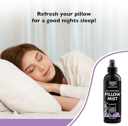 Aromasong Lavender Pillow Spray - All Natural Linen & Bedtime Mist for Sleep - Aromatherapy Botanical Essential Oils for Sleeping - Fragrance Scent 8 Oz.