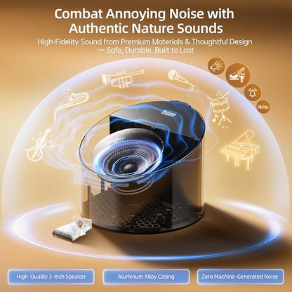 Sound Machine Expandable Aroma Diffuser & Schumann Resonance | Metal Shell with 50+ Natural Soothing Sounds & Night Light | Sleep, Focus, Relaxation Support System-(Teal, AN-AIO25-BU)–Adults Kids Baby