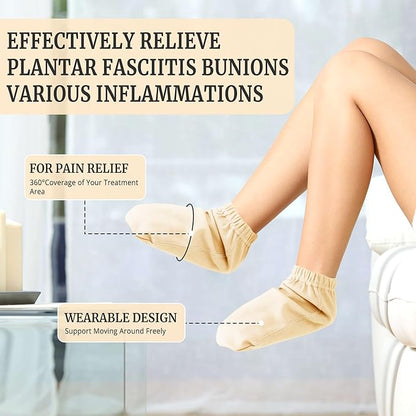 Castor Oil Pack Wrap for Feet, Castor Oil Pack Wrap Organic Cotton for Women，Castor Oil Socks for Feet Arthritis and Feet Tingling Cracking, Sleep Socks White(Oil are Not Include)