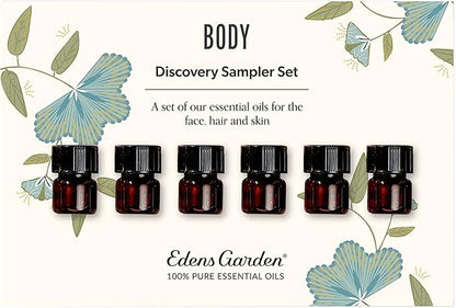 Edens Garden Essential Oils Body Discovery 6 Set – 100% Pure Therapeutic Grade, Undiluted, Natural Aromatherapy Scents for Diffusers, Massage & Yoga – Wellness Gift for Men & Women, .92 ml/ 6 Pack