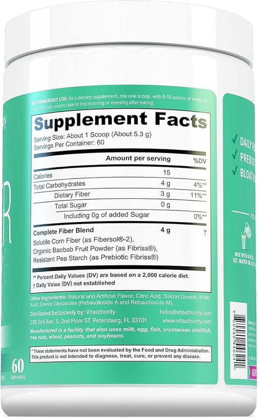 Fiber Supplement Colon Cleanse Prebiotic Powder Detox | Colon Cleanse Detox for Women | Digestive Health Regularity Satiety & Bloating Relief for Women Gut Cleanser & Powder Apple Flavored 60 Servings