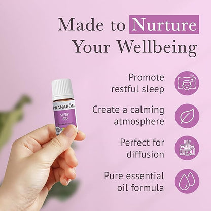 Pranarom - Sleep Aid Essential Oil Blend, Diffuser Oil for Sleep Support, Aromatherapy Oils, Oils for Diffuser for Home, Diffuser Oils with Lavender, Clary Sage, and Spikenard, 5mL