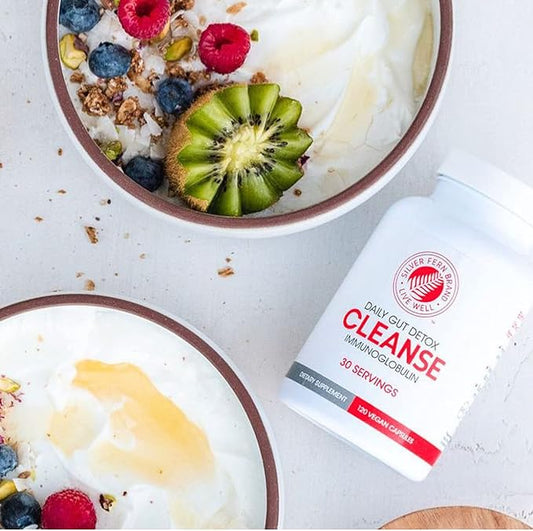 Silver Fern Cleanse - Daily Gut Detox - 2 Bottle - 240 Capsules - 60 Day Supply - Immunoglobulin G, A & M -(IgG, IGA, IgM) - Digestive System Detoxificaton & Immune System Support - Postbiotic