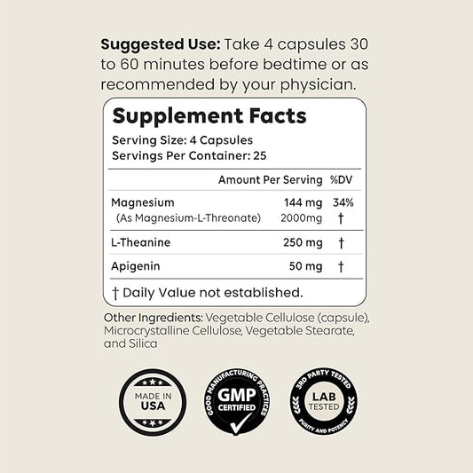 Newt's Sleep Aid | Magnesium Threonate, Apigenin & Theanine | Natural Melatonin-Free Non-Habit Forming Sleeping Pills for Deep Sleep Super Calm & Stress Relief | 100 Capsules for All Ages | Dream