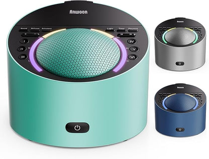 Sound Machine Expandable Aroma Diffuser & Schumann Resonance | Metal Shell with 50+ Natural Soothing Sounds & Night Light | Sleep, Focus, Relaxation Support System-(Teal, AN-AIO25-BU)–Adults Kids Baby