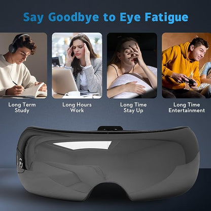 Eye Massager with Heat and Music,Eye Massager for Migraines,Sleep Eye Mask for Reduce Eye Strain,Ideal Christmas Gifts for Women/Men