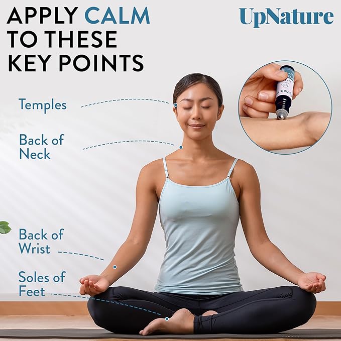 UpNature Calm Essential Oil Roll On - 100% Natural Stress Relief Aromatherapy - Relaxation Self Care Gifts for Women - Nurse Essentials