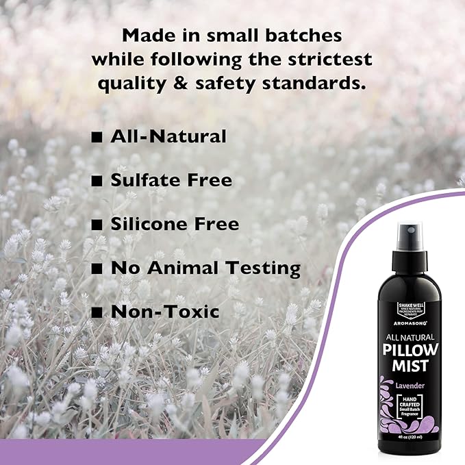 Aromasong Lavender Pillow Spray - All Natural Linen & Bedtime Mist for Sleep - Aromatherapy Botanical Essential Oils for Sleeping - Fragrance Scent 8 Oz.