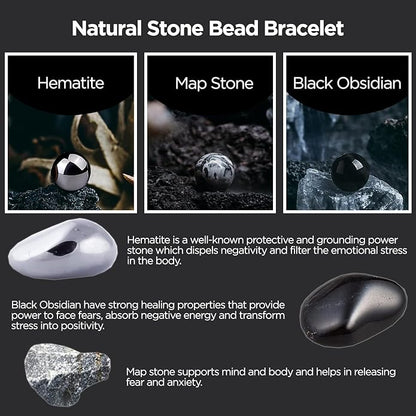 Gifts for Women, Gifts for Women, Magnetic Bracelet Arthritis Energy Healthy Jewelry Therapy for Sleep, Hematite Bracelet, Crystal Jewelry Bring Luck, Prosperity and Happiness