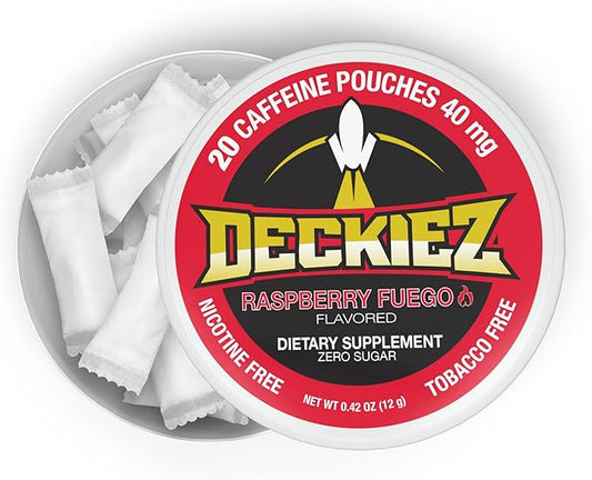Caffeine Pouches, 1 Can (20 Pouches), Pre Workout Pouches, Coffee Pouches & Energy Drink Alternative, 40mg Caffeine per Pouch, Sugar Free Caffeine Supplement, Raspberry Fuego Flavor