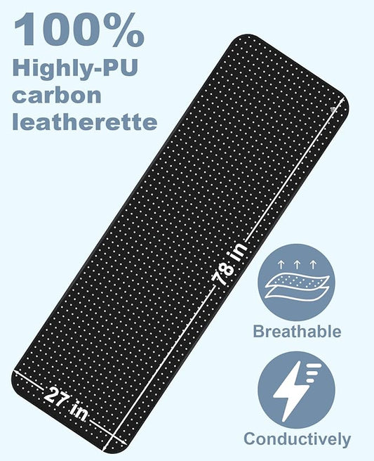 Grounding Mat for Bed, PU Leather, Conductivity Therapy of Grounding Bed Mat, Improves Sleeping, Grounding Mat Pad for Feet, Queen, 27x78IN