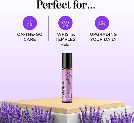Lavender Essential Oil Roll On - Calming Aromatherapy Oil Roller for Sleep Headaches and Relaxation - Natural Pre-Diluted Sleep Oil for Nighttime Relaxation with Lavender Essential Oil for Skin 3-Pack