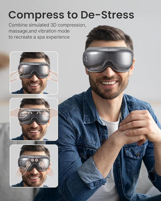 RENPHO Eye Massager Eyeris 1, Fathers Day Birthday Gifts for Mom Dad Women Men Her Him FSA HSA Eligible, Sleep Mask with Heat Bluetooth Music, Relax Eye