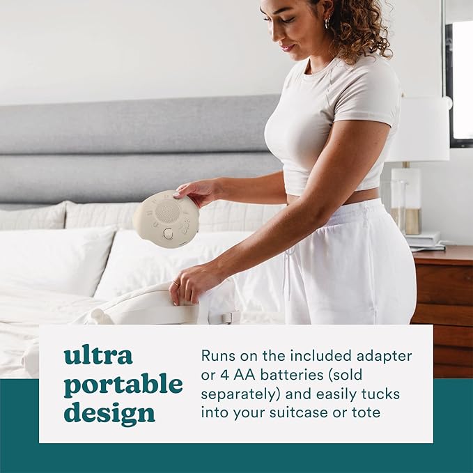 Homedics Premium Sleep Better Portable Sound Machine, Night Light,12 Soothing Sounds Including White Noise, Rain, and Thunderstorm, Ultra-Portable Design, Auto-Off Timer,for Travel & Baby Sleep, Cream