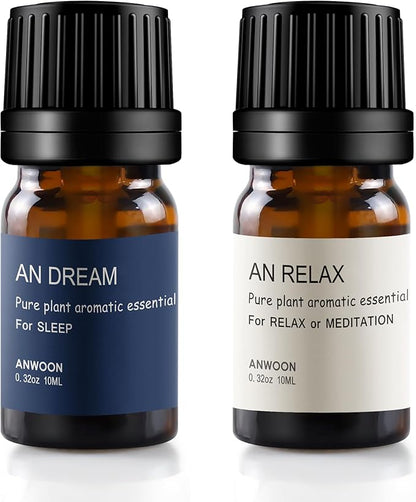 Natural Plant Essential Oil Blends for Diffuser,Aromatherapy with 2 Bottles 20ml(0.68Oz) of an-Dream and an-Relax Set for Sleeping and Relaxation at Home,Office,for All Ultrasonic Diffuser Scent.