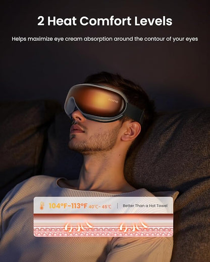 RENPHO Eye Massager, Fathers Day Birthday Gifts for Dad Husband Men, Eyeris1 Eye Massager FSA HSA with Heat & Remote, Compression, Sleep Mask for Relax, Migraine Relief, Reduce Strain, Improve Sleep