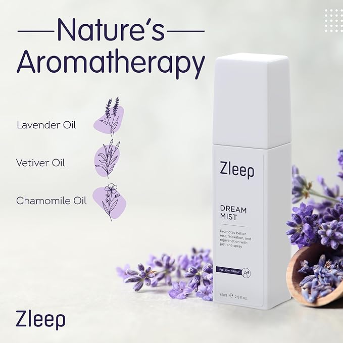 Zleep - Dream Pillow Spray for Sleep - Soothing Pillow Mist for Relaxation with Vetiver, Chamomile, & Lavender, Portable Spray for Linen & Bedsheet