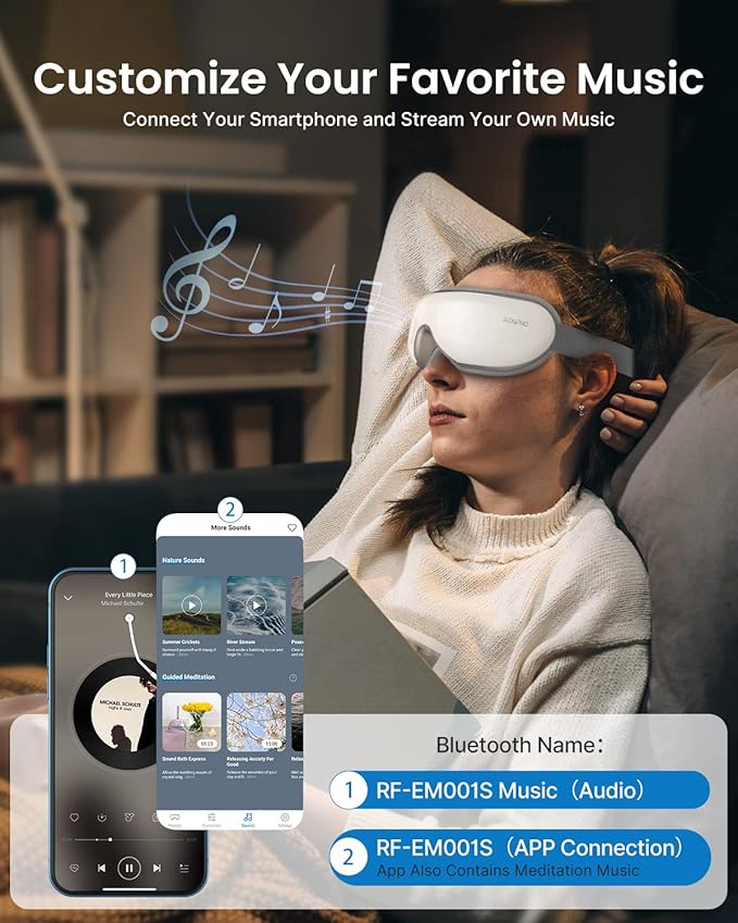 RENPHO FSA/HSA Eligible Eye Massager with App Control, Face Massager for Migraine Relief, Sleep Mask Massage Setting with DIY Mode, Fathers Day Birthday Gifts for Mom Dad Women Men