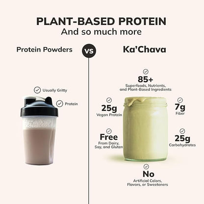 KaâChava All-In-One Nutrition Shake Blend, 85+ Superfoods & Nutrients, Meal Replacement, Greens Plant-Based Superfood Powder Protein Drink, Digestive Enzymes & Probiotics, Vegan Dairy Gluten Free, 2lb